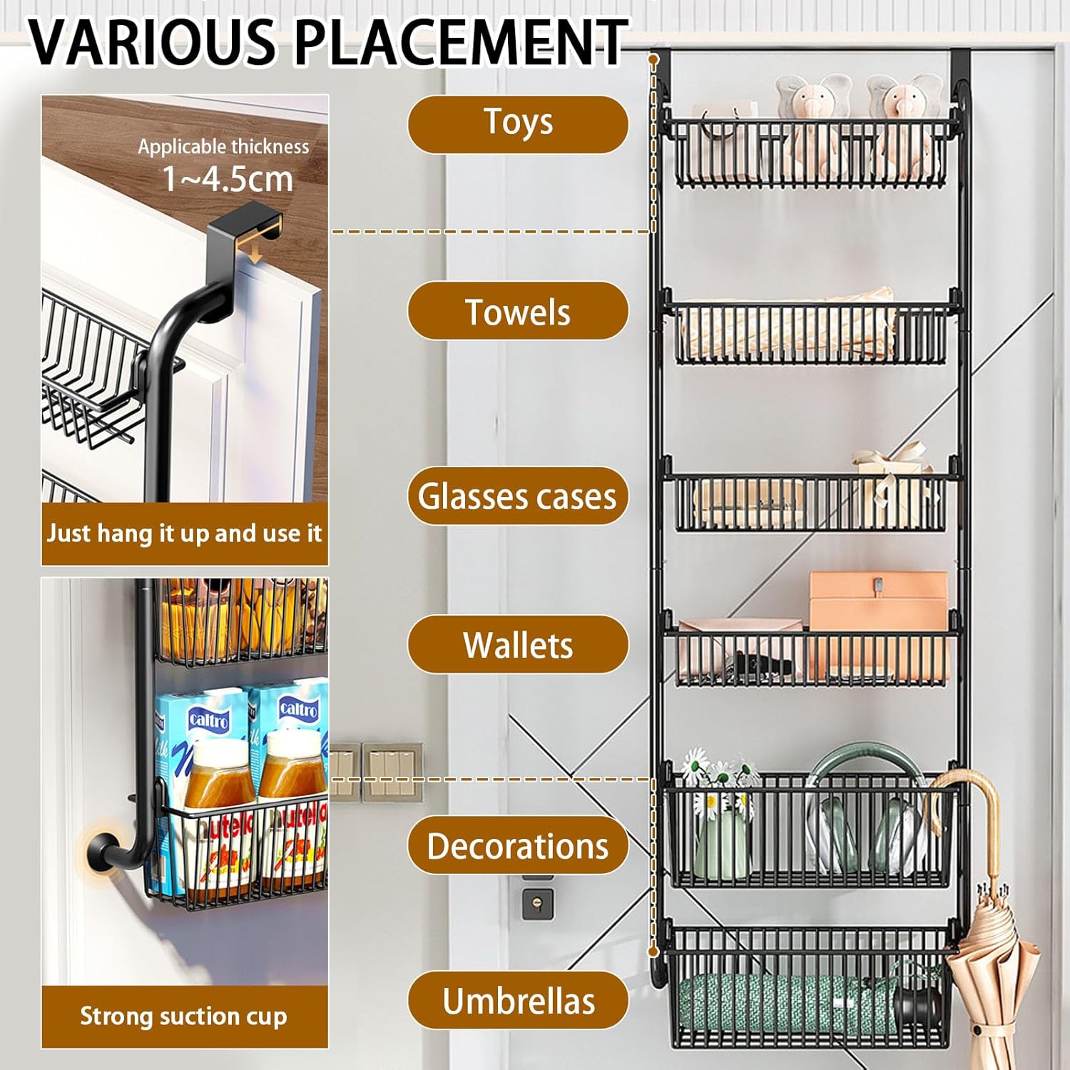 CARLA HOME 6-Tier Over the Door Organizer Heavy-Duty Metal Pantry Rack with view 4
