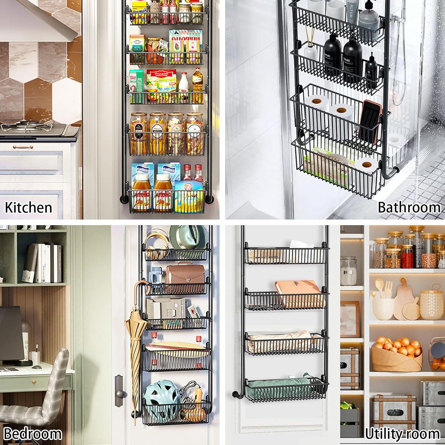 CARLA HOME 6-Tier Over the Door Organizer Heavy-Duty Metal Pantry Rack with view 7