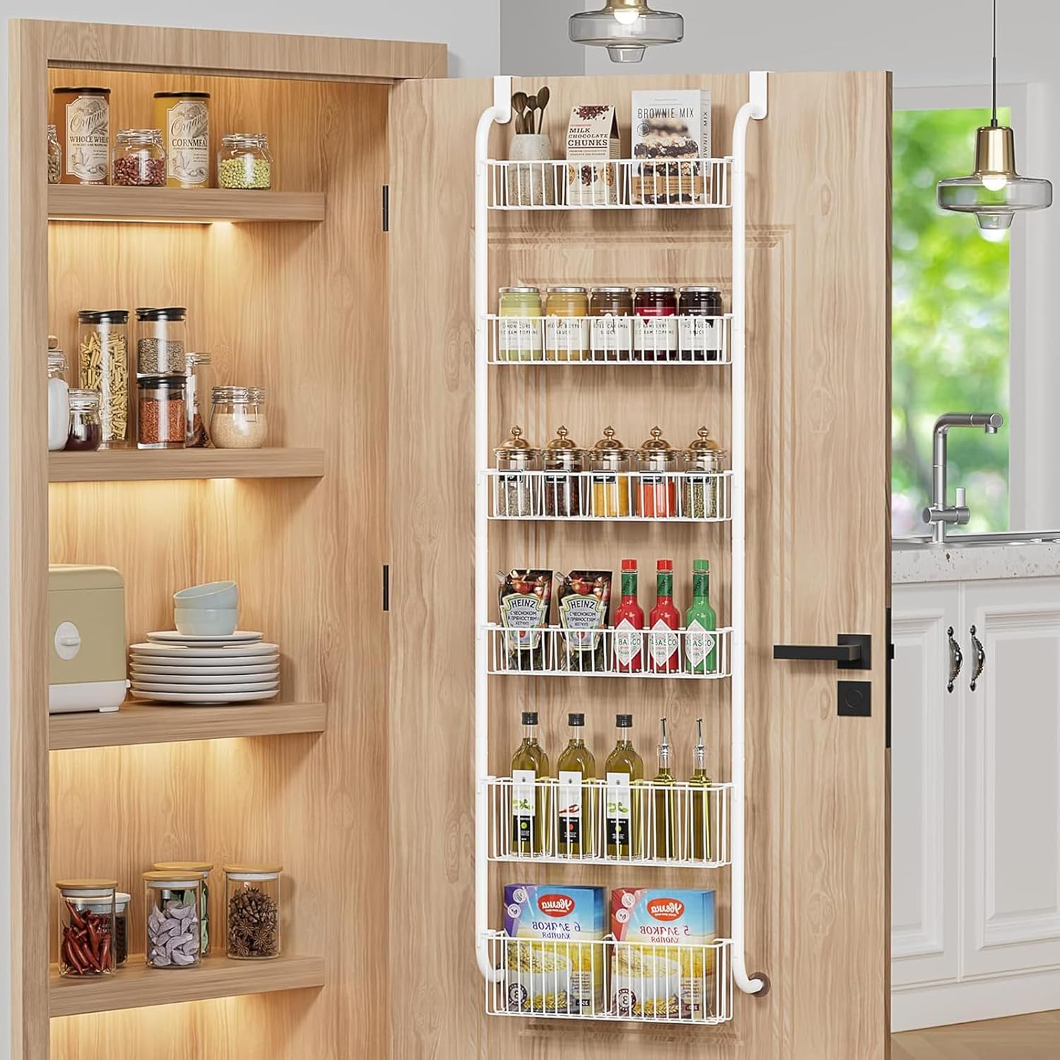 CARLA HOME 6-Tier Over the Door Organizer Heavy-Duty Metal Pantry Rack with