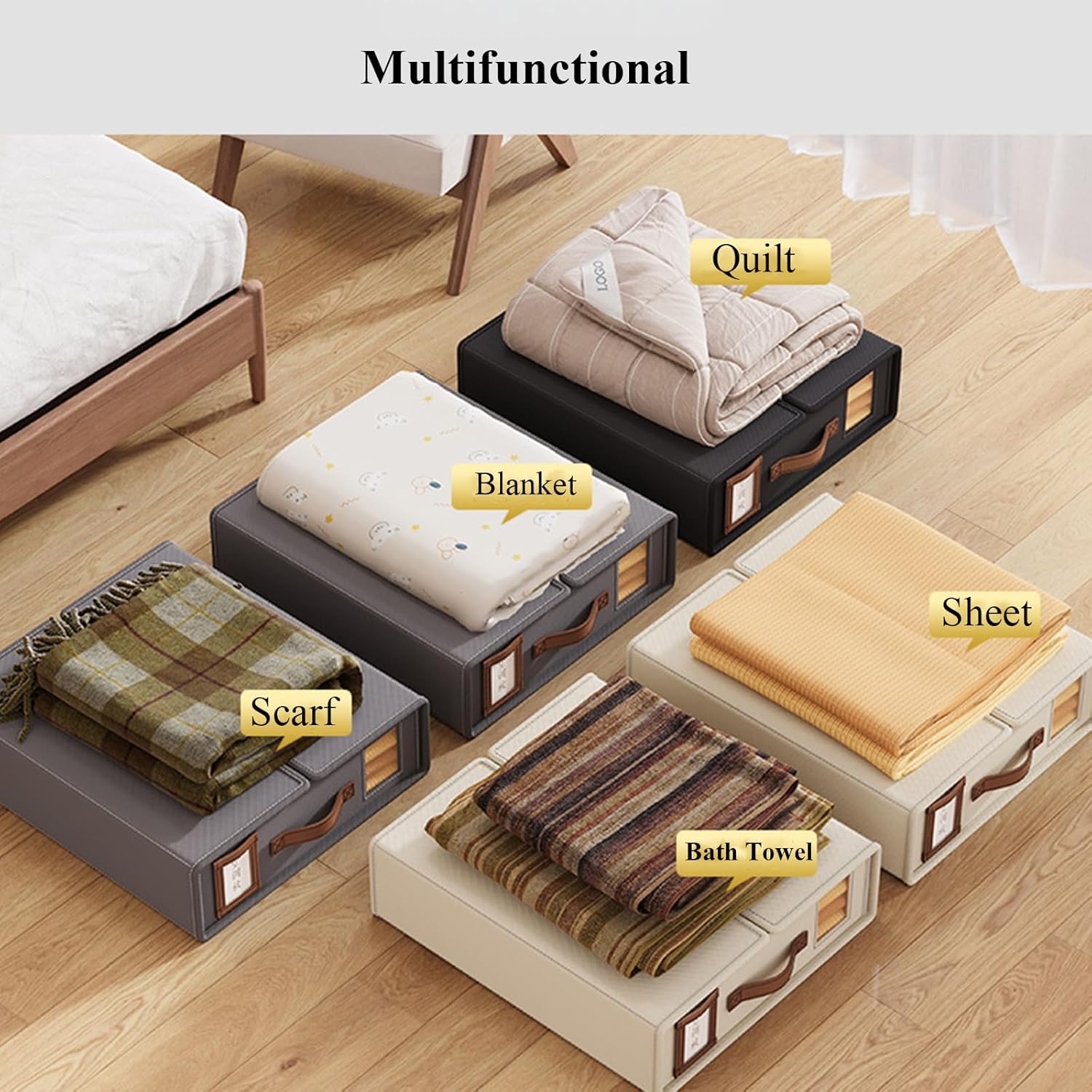 CARLA HOME Bed Sheet Organizer Set of 8 with Handle & Window for Covers view 5