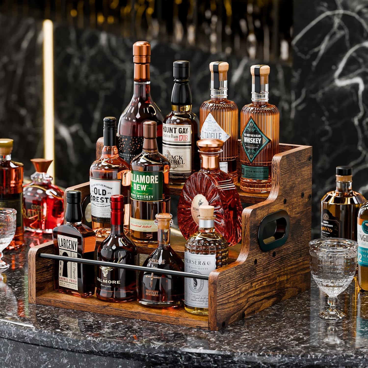 CARLA HOME 3-Tier Liquor Bottle Display Shelf Rack Bar Organizer for Whiskey view 2