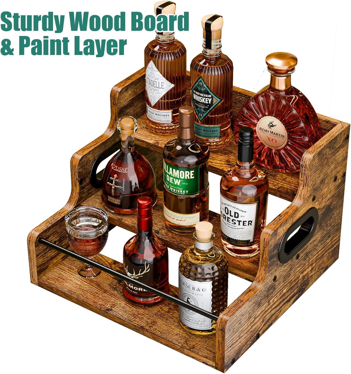 CARLA HOME 3-Tier Liquor Bottle Display Shelf Rack Bar Organizer for Whiskey view 6