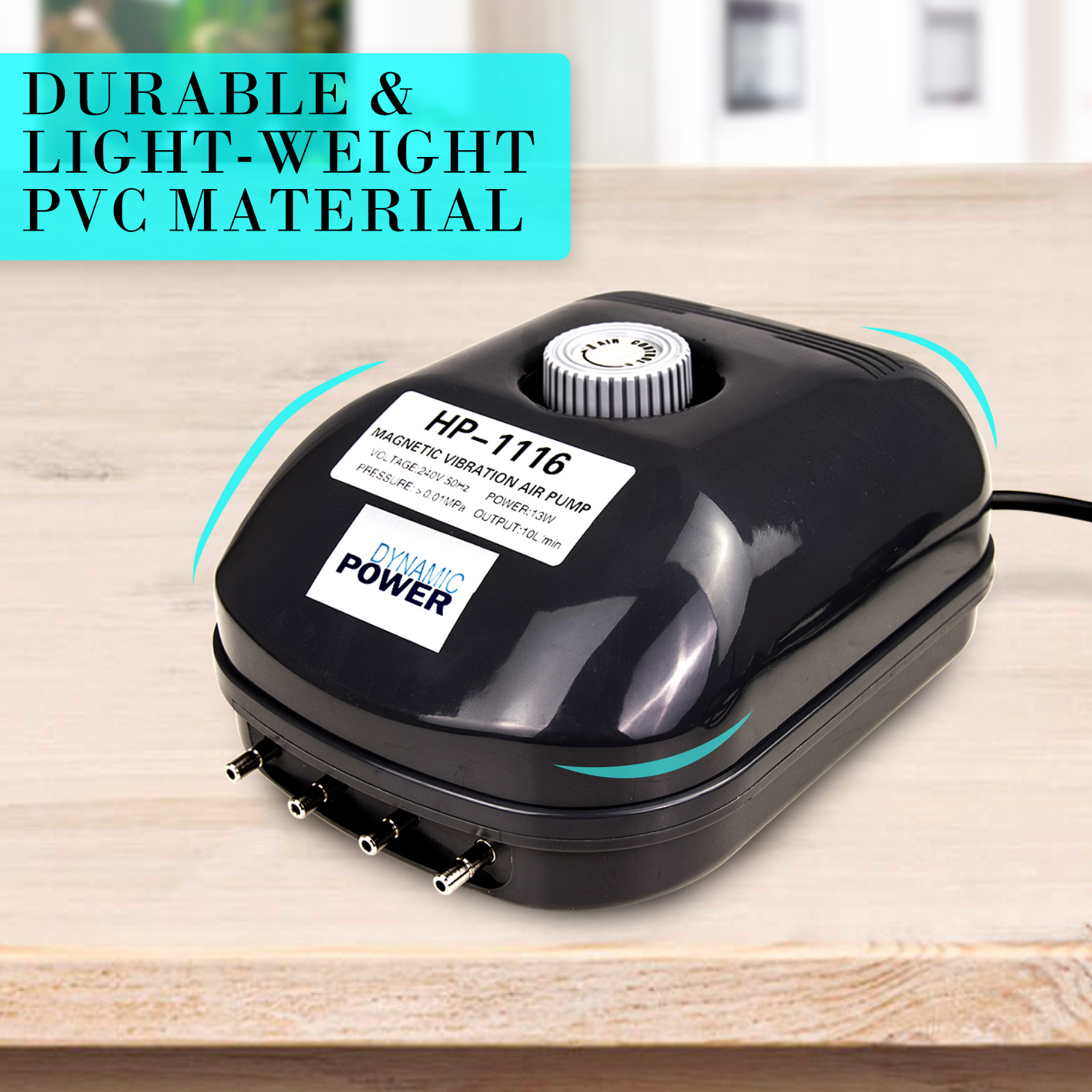 Aquarium Air Pump Oxygen Hydroponic 4 Outlet 360L/H 13W view 9
