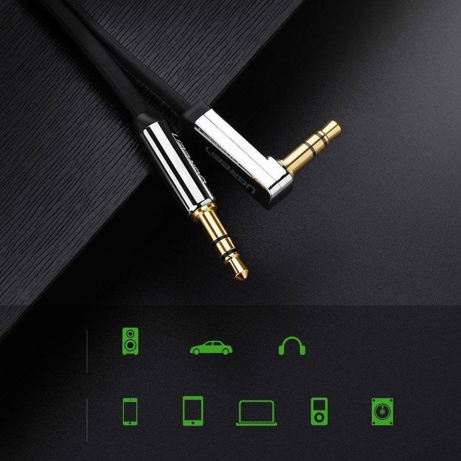 UGREEN 10728 3.5mm Male to 3.5mm Right Angle 3.5mm Aux Cable 3m (Black) view 3