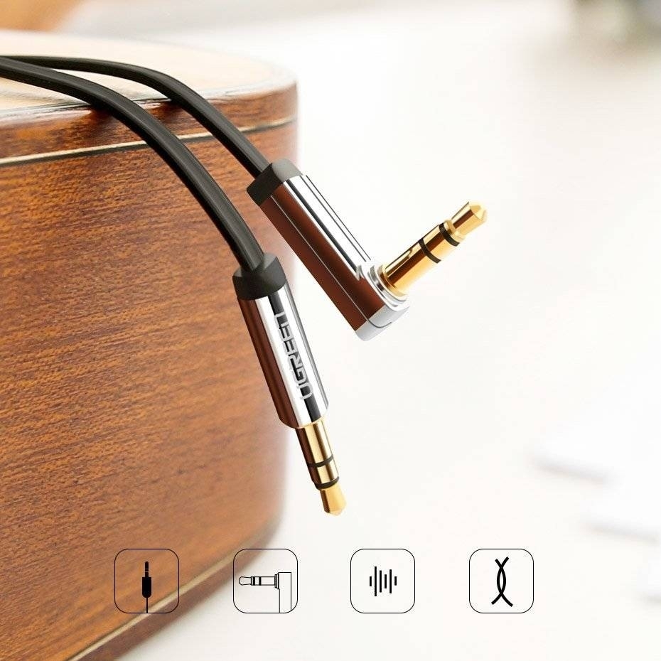 UGREEN 10729 3.5mm Male to 3.5mm Right Angle 3.5mm Aux Cable 5m (Black) view 3