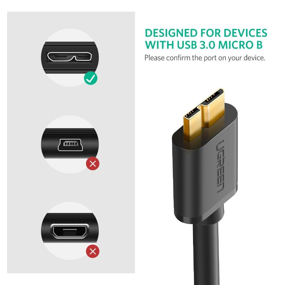 UGREEN USB 3.0 A Male to Micro USB 3.0 Male Cable - Black 2M (10843) view 3