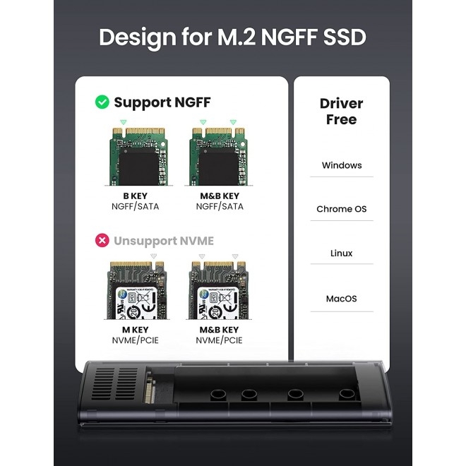 UGREEN 10903 M.2 SATA NGFF SSD Hard Drive Enclosure view 6