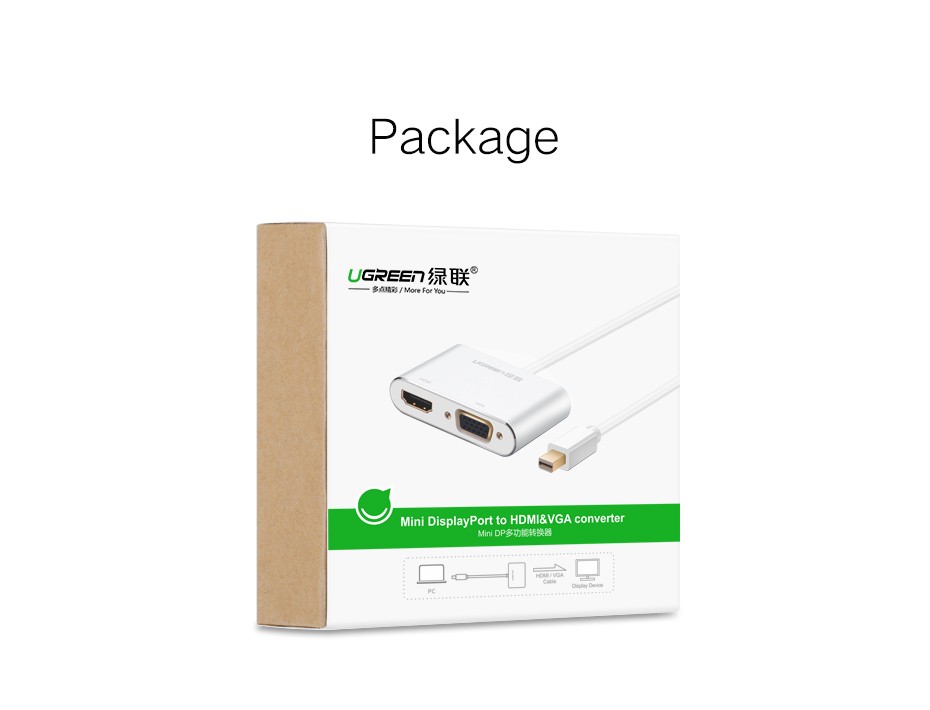 UGREEN Mini DP to HDMI/VGA converter Silver (20421) view 2