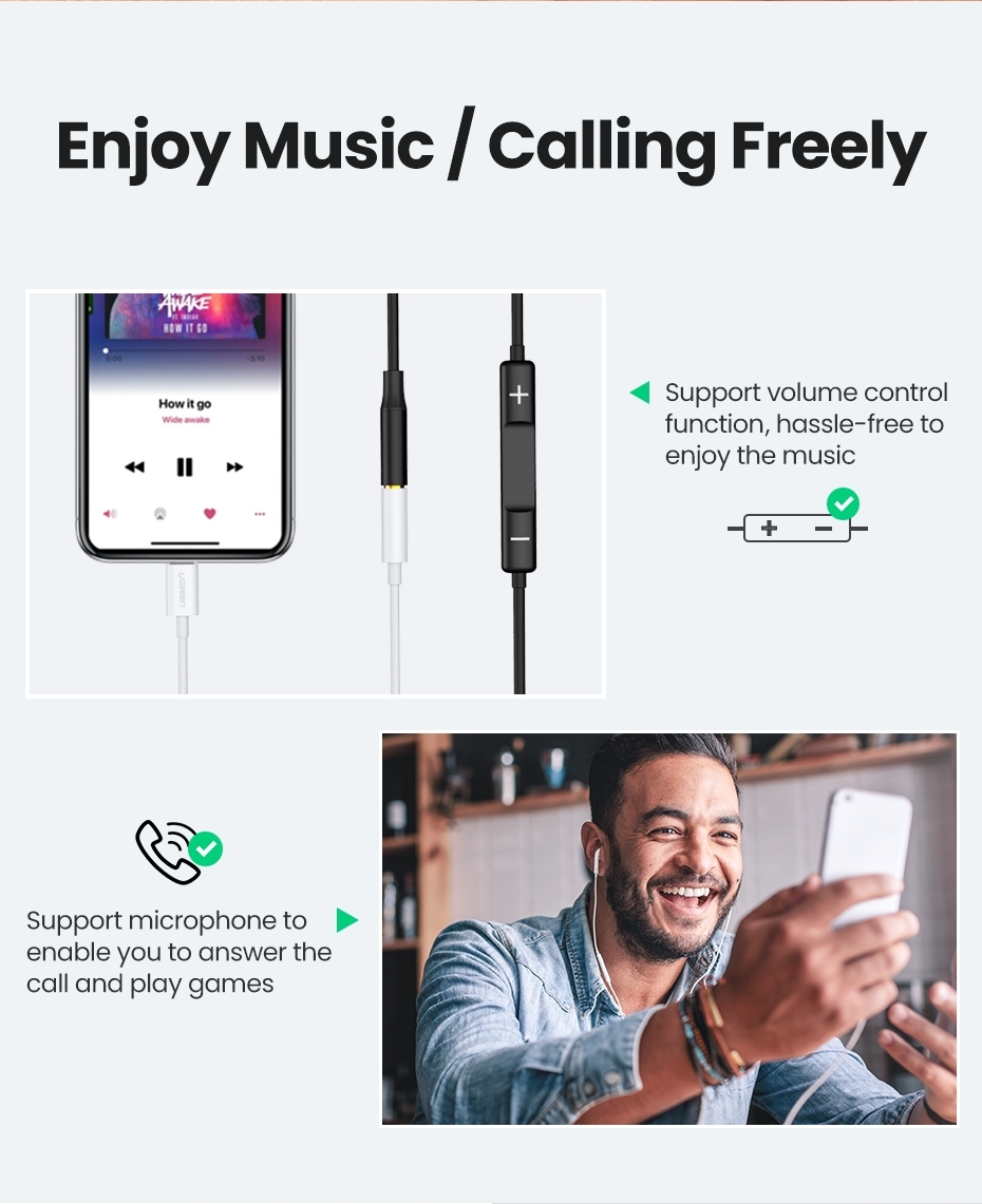 UGREEN 30759 iPhone 8-pin to 3.5mm Headphone Adapter view 3