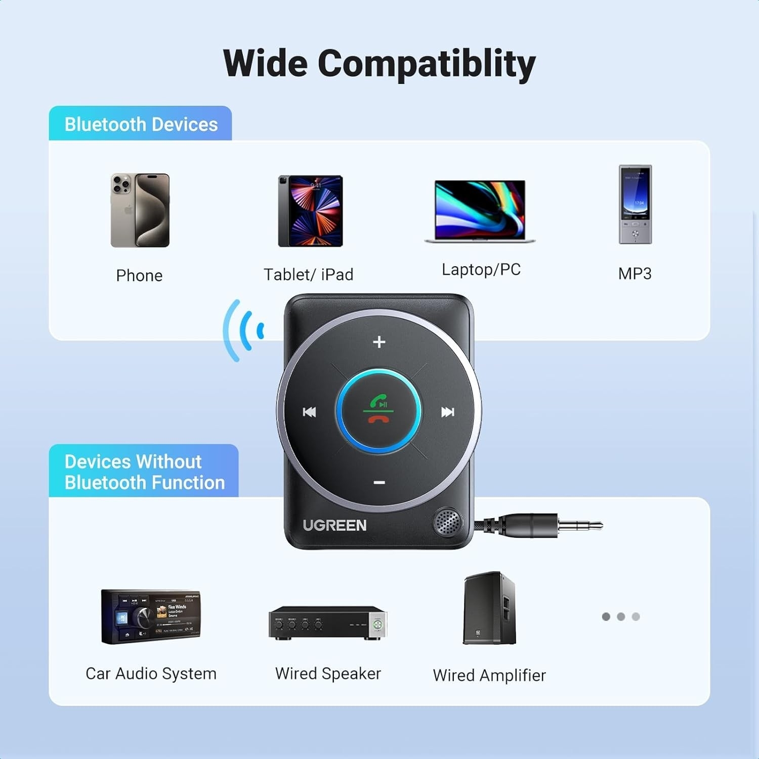 UGREEN 35002 Bluetooth 5.4 Aux Car Adapter (Enhanced Connection & Noise view 4