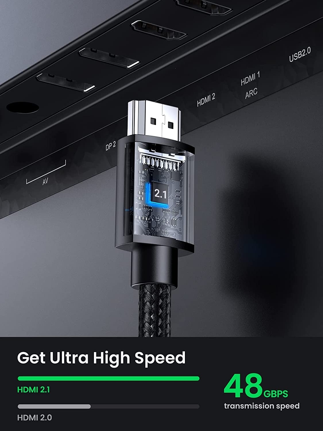 UGREEN 40447 HDMI Extension Cable 8K 60Hz 48Gbps Male to Female Cable 1M view 2