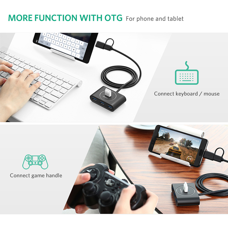 UGreen USB 3.0 Hub With Type C port Black 1M 40850 view 3