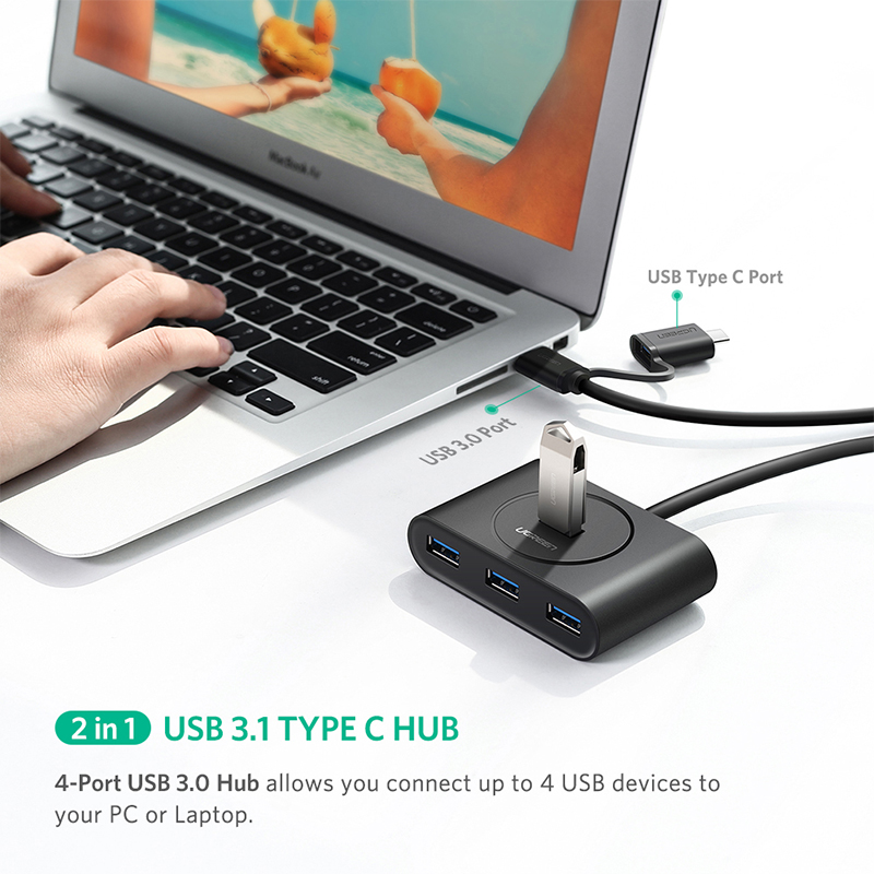 UGreen USB 3.0 Hub With Type C port Black 1M 40850 view 4