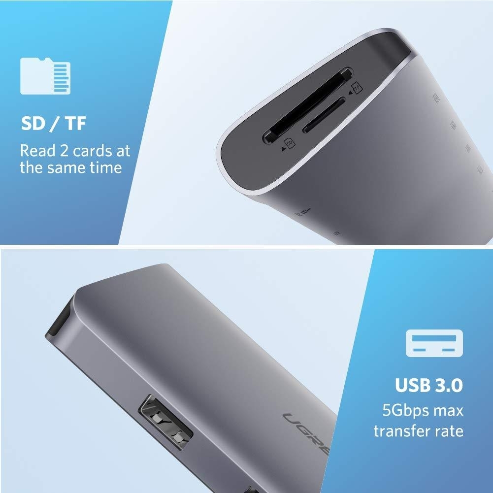 UGREEN Type C 9 in 1 Multifunction Adapter- HDMI/ VGA/Gigabit/TypeC/USB3.0 x view 4