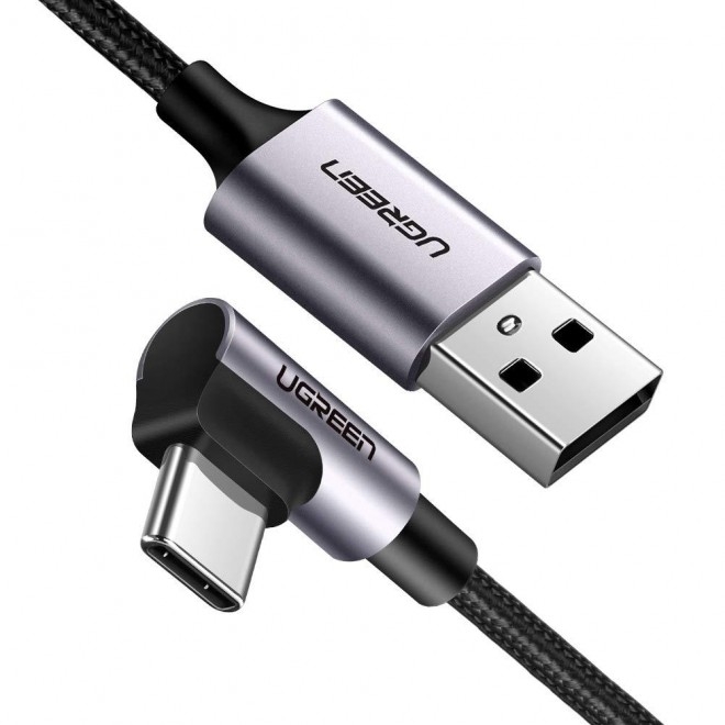 UGREEN USB-C to Angled USB2.0-C Round Cable M/M Aluminum Shell Nickel Plating