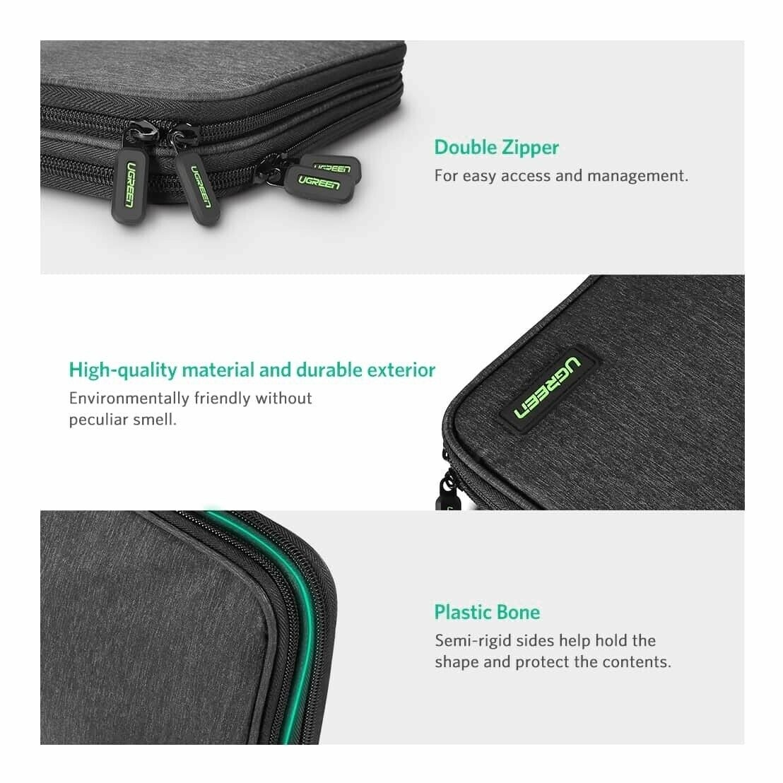 UGREEN 50147 Double Layer Electronic Accessories Organiser Travel Bag view 6