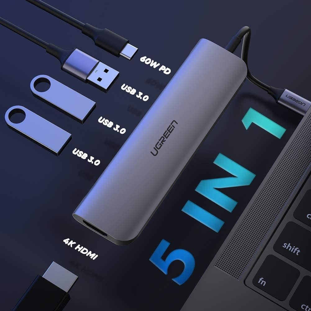 UGREEN TypeC 5 in 1 Adaptor - HDMI + USB 3.0*3 + TypeC PD Power Converter (50209) view 3