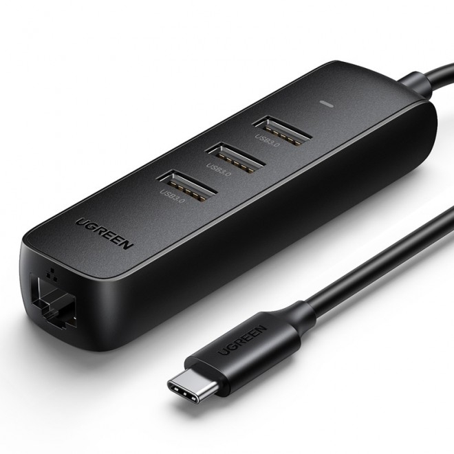 UGREEN 50627 USB-C to USB-A 3-Port Hub with RJ45 Gigabit Ethernet view 2