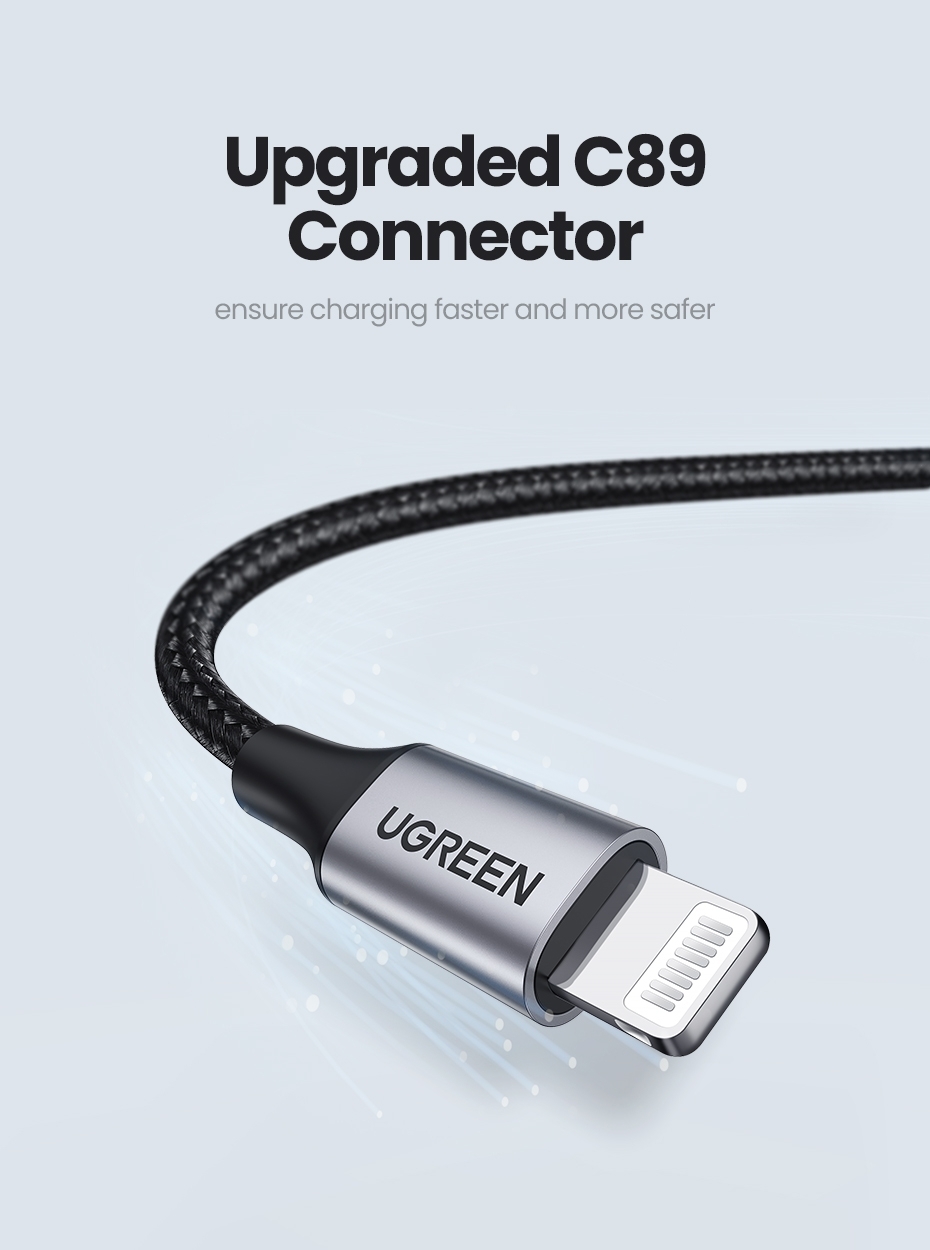 UGREEN 60158 USB-A to 8-pin iPhone Charging Cable 2M Black view 2