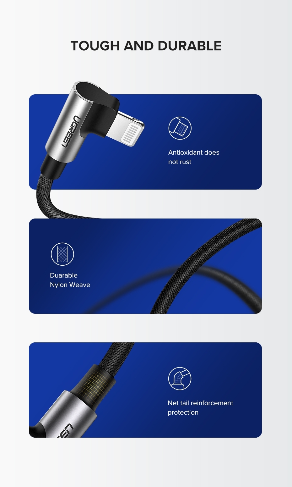 UGREEN 60521 USB-A to 8-pin 90 Degree Angel Cable 1M view 8