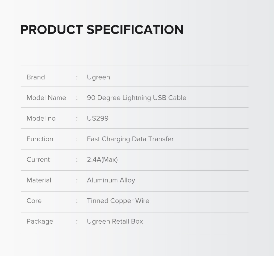 UGREEN 60521 USB-A to 8-pin 90 Degree Angel Cable 1M view 11