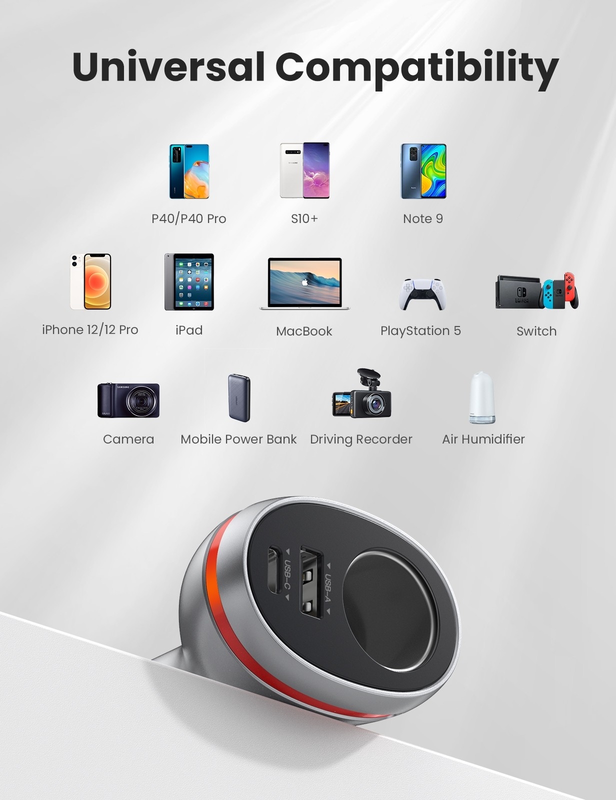 UGREEN 60712 84W Dual Port Car Charger (Space Grey) view 2