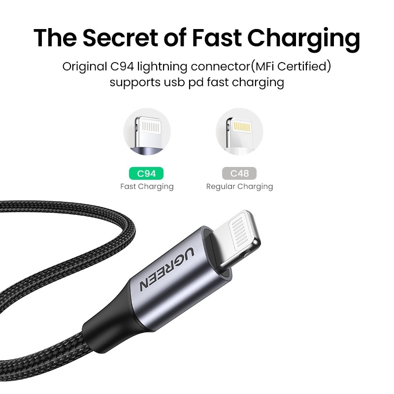 UGREEN 60759 USB-C to iPhone 8-pin Fast-Charging Cable 1M view 4
