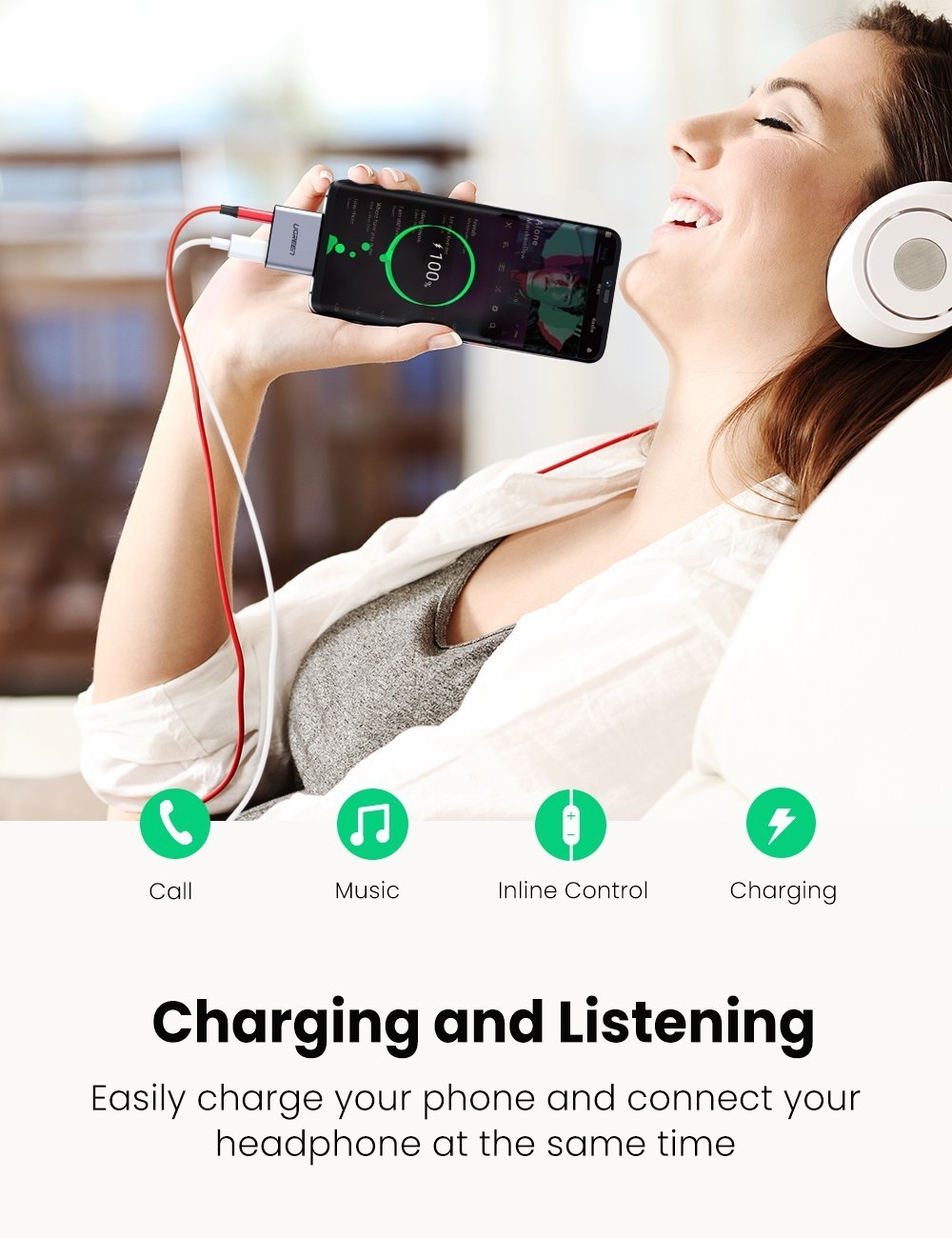 UGREEN 70312 2-in-1 USB C to C and 3.5mm Adapter view 4
