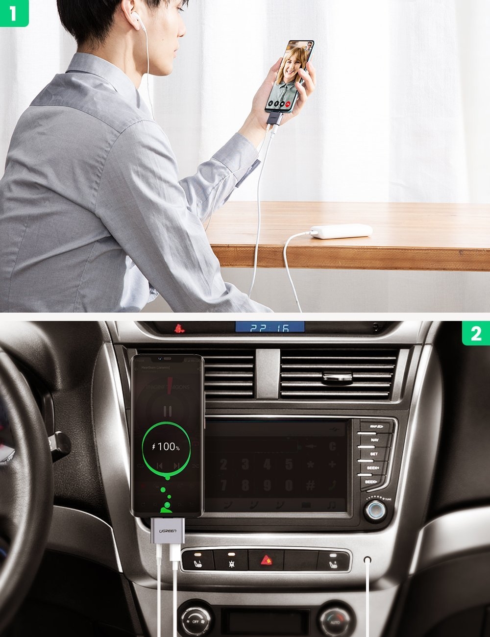 UGREEN 70312 2-in-1 USB C to C and 3.5mm Adapter view 5