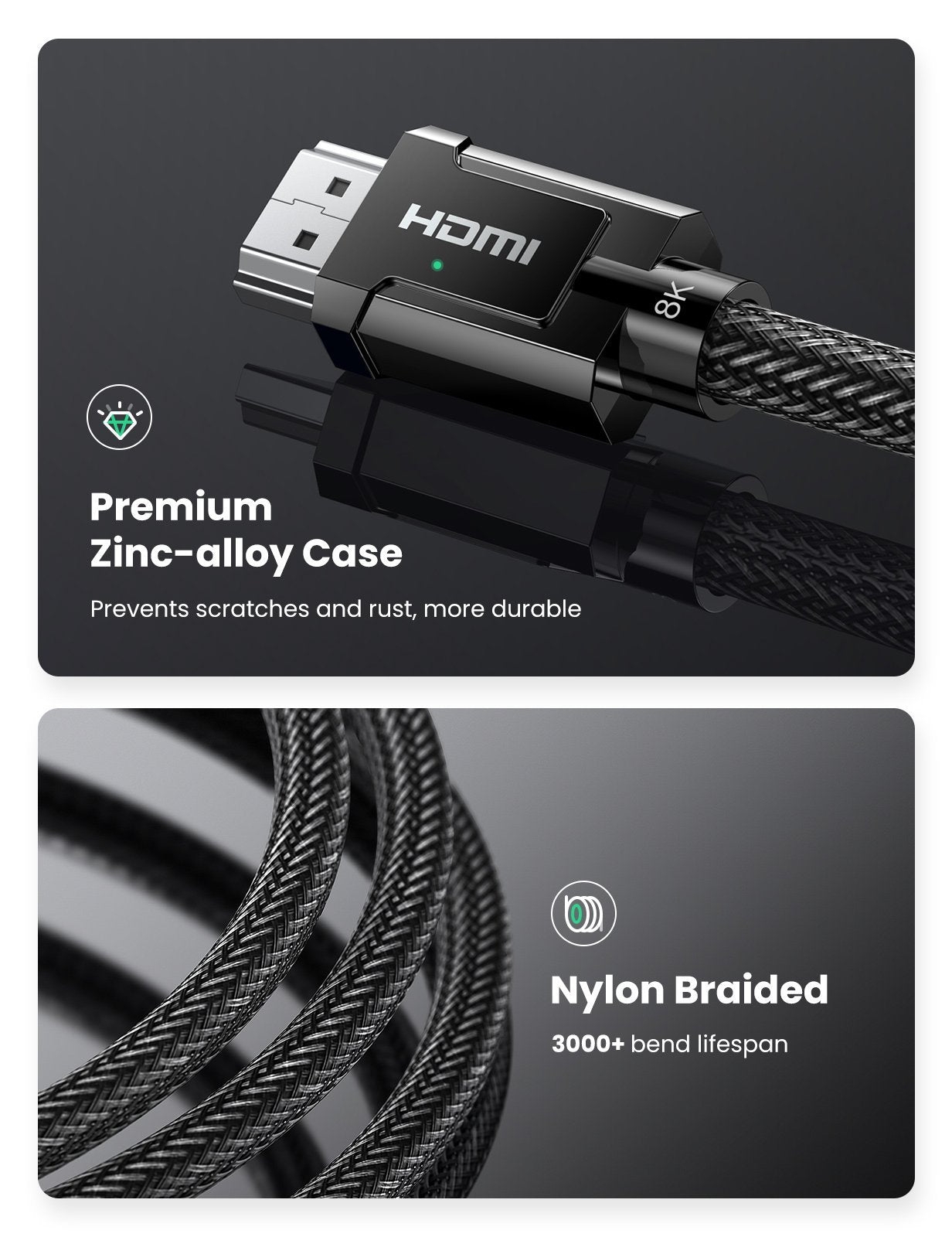 UGREEN 70321 8K HDMI 2.1 Male to Male Cable 2M view 2