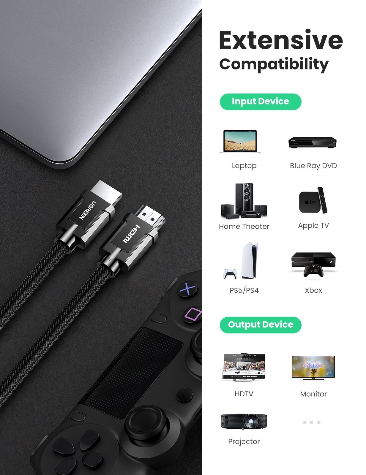 UGREEN 70321 8K HDMI 2.1 Male to Male Cable 2M view 5