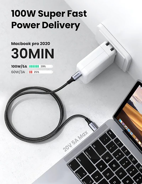 UGREEN 70427 USB-C to USB-C PD Fast Charging Cable 1M view 2