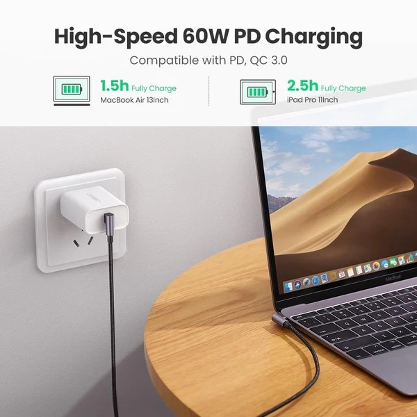 UGREEN 70529 60W Angle USB C to C Cable 1M view 4
