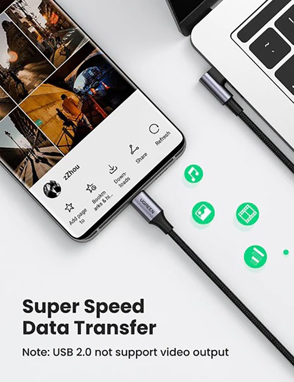 UGREEN 70645 USB-C to Angle USB-C Cable 2M view 7