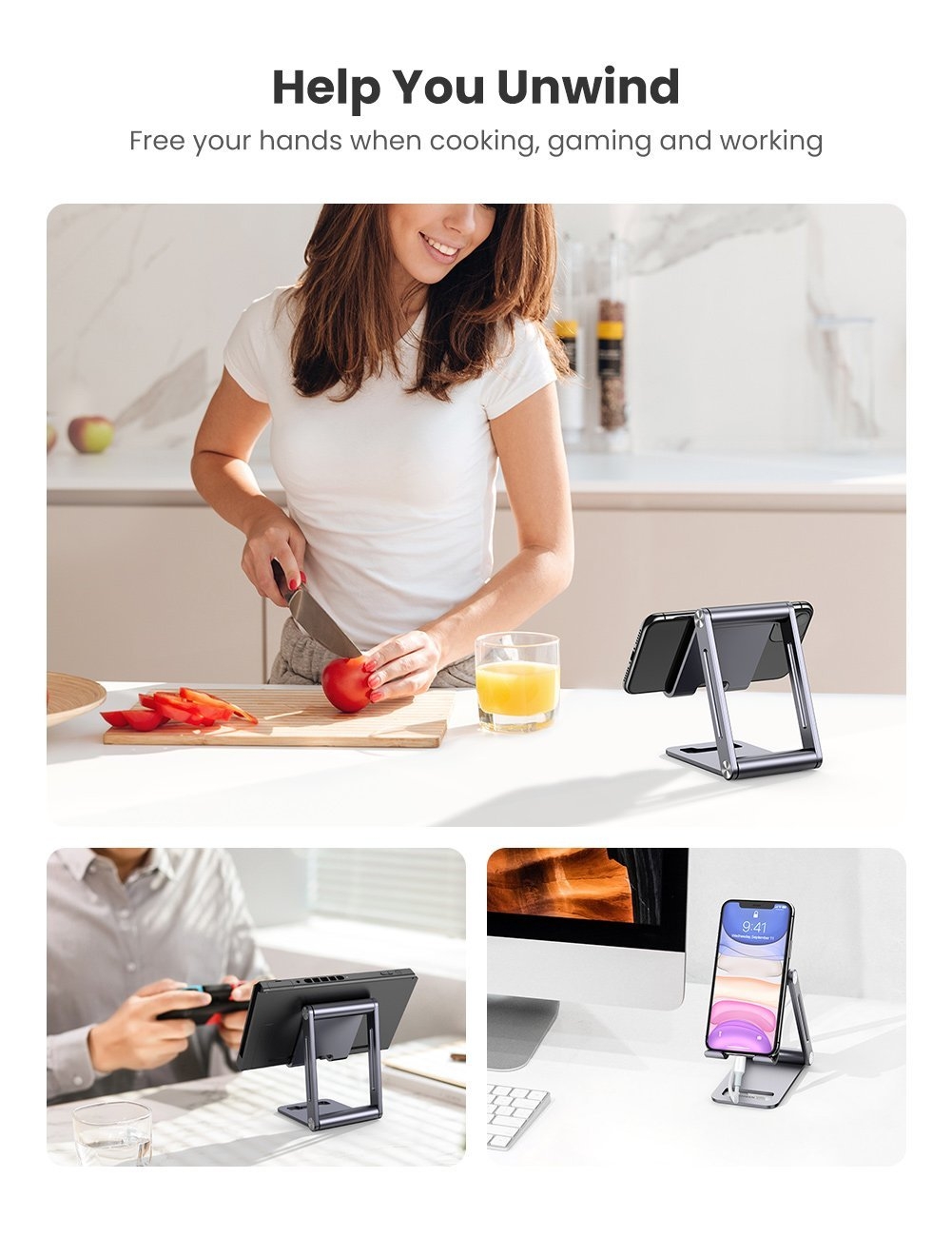 UGREEN 80708 Adjustable Aluminum Phone Holder view 3