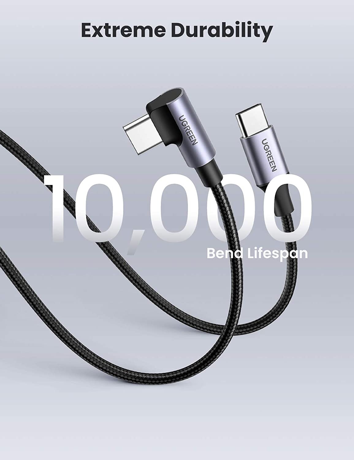 UGREEN 80714 USB-C 2.0 to Angle USB-C Cable Black 3M view 6