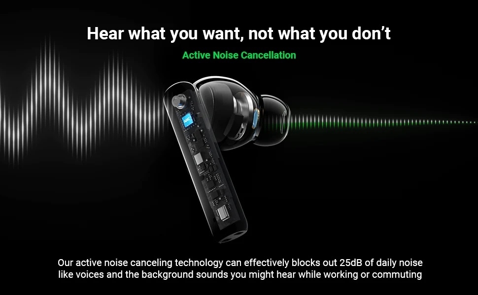 UGREEN 90206 HiTune T3 Active Noise-Cancelling Wireless Earbuds (White) view 7