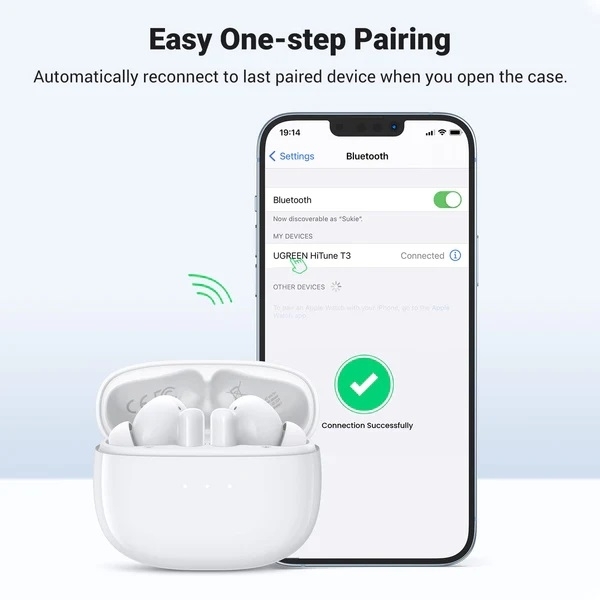 UGREEN 90206 HiTune T3 Active Noise-Cancelling Wireless Earbuds (White) view 9