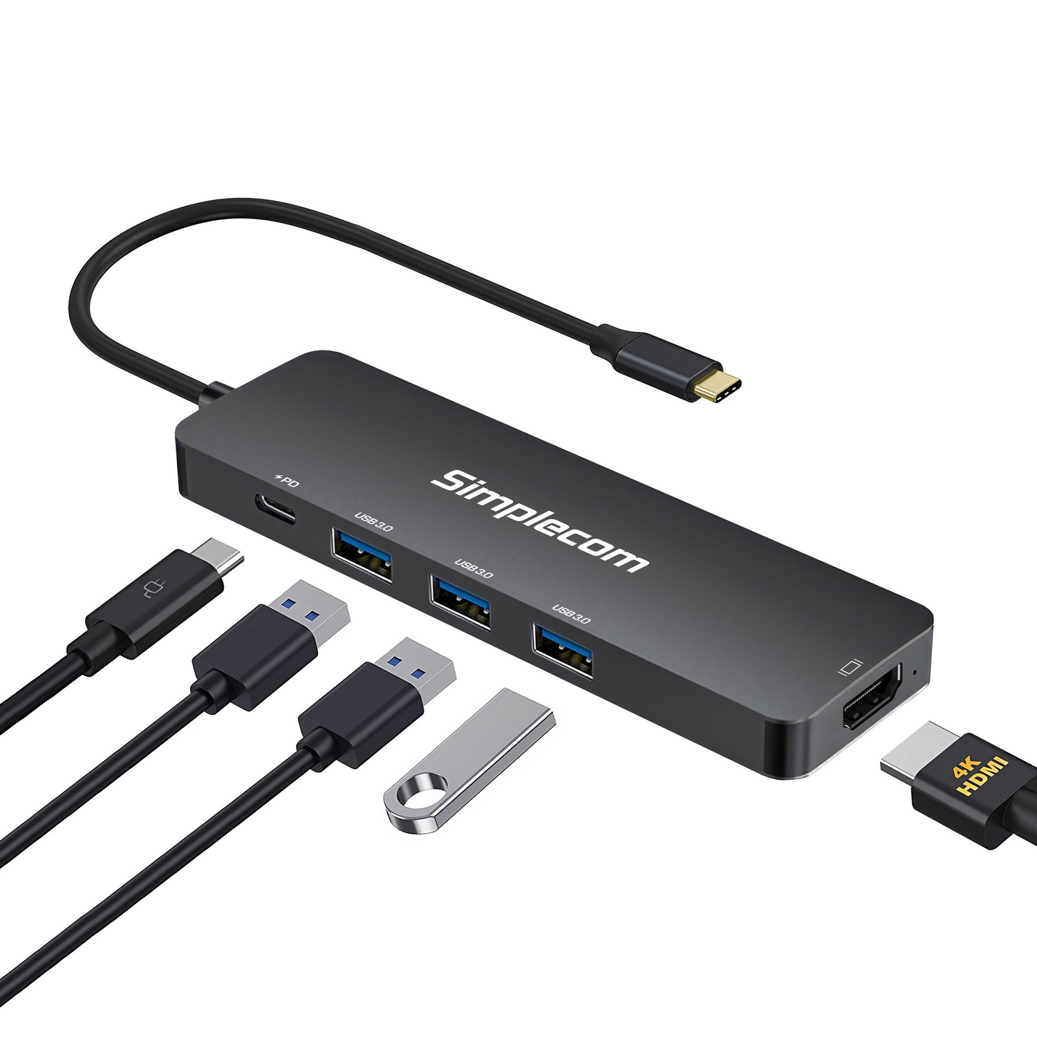 Simplecom CH545 USB-C 5-in-1 Multiport Adapter Docking Station with 3-Port USB