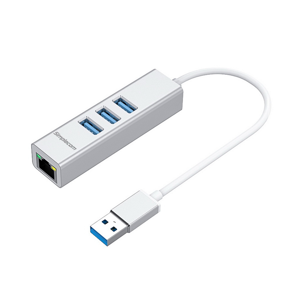 Simplecom CHN420 Aluminium 3 Port SuperSpeed USB HUB with Gigabit Ethernet