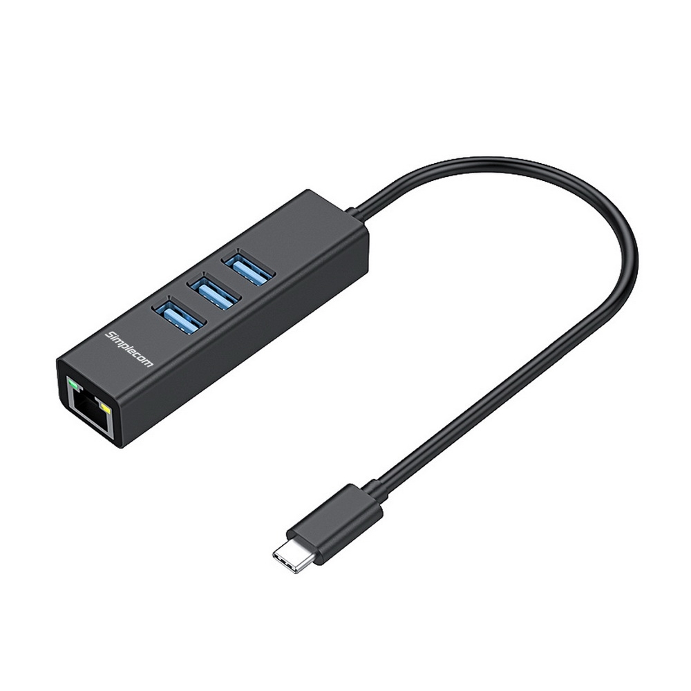 Simplecom CHN421 Aluminium USB-C to 3 Port USB HUB with Gigabit Ethernet