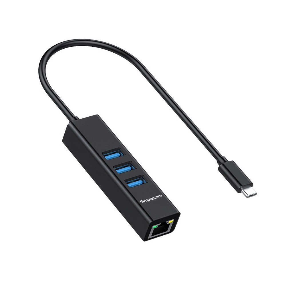 Simplecom CHN421 Aluminium USB-C to 3 Port USB HUB with Gigabit Ethernet view 2
