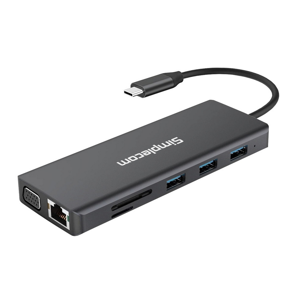 Simplecom CHN612 USB-C 12-in-1 Multiport Docking Station Dual HDMI + VGA view 2
