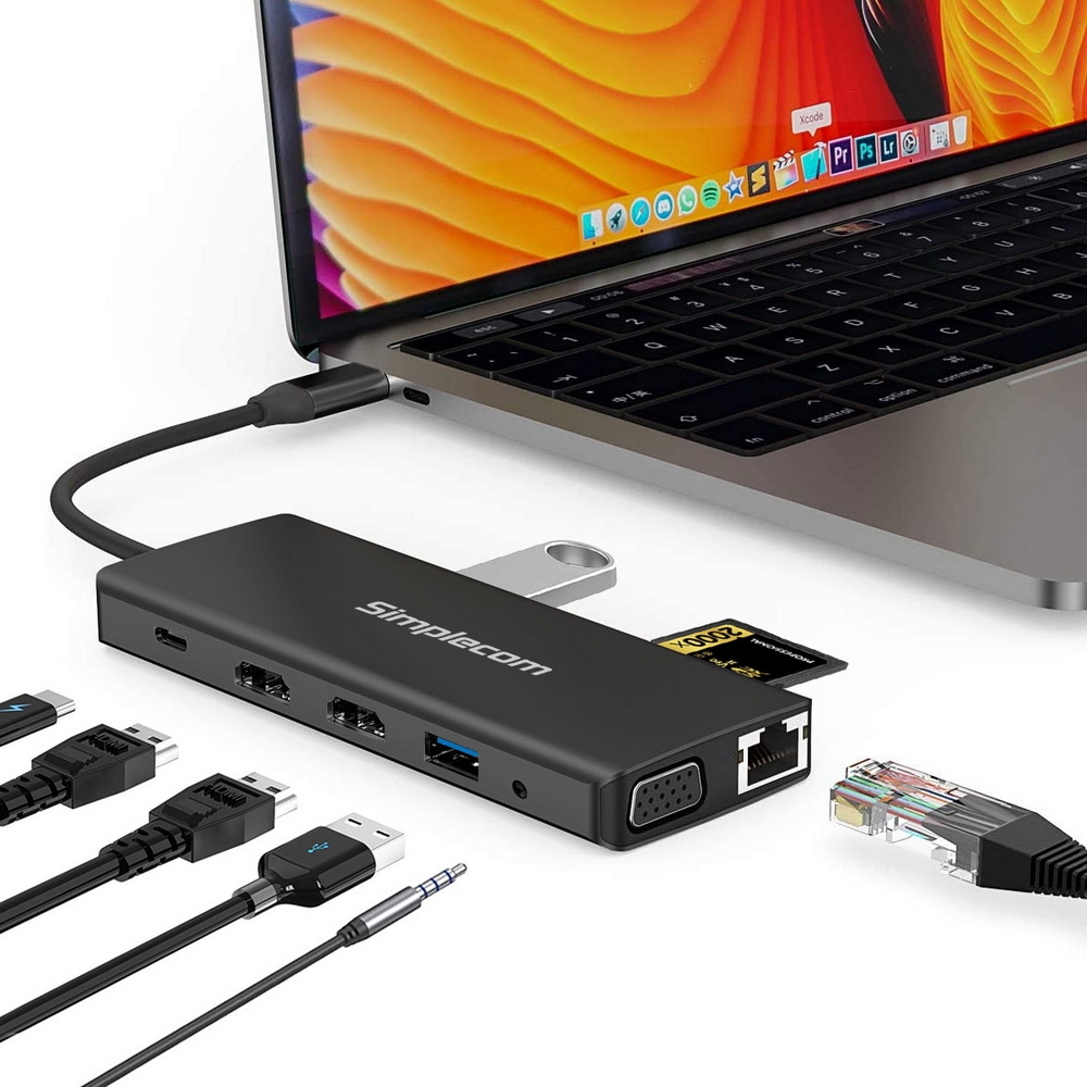 Simplecom CHN612 USB-C 12-in-1 Multiport Docking Station Dual HDMI + VGA view 5