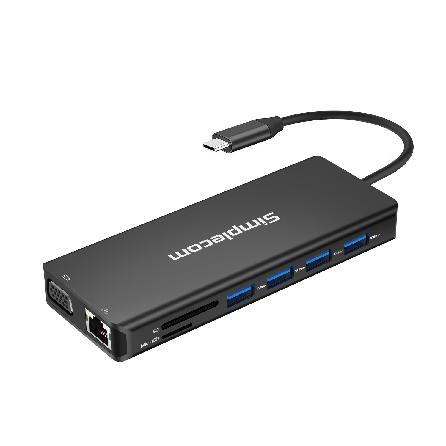 Simplecom CHN613 USB-C 13-in-1 Multiport Docking Station Dual HDMI + VGA view 2