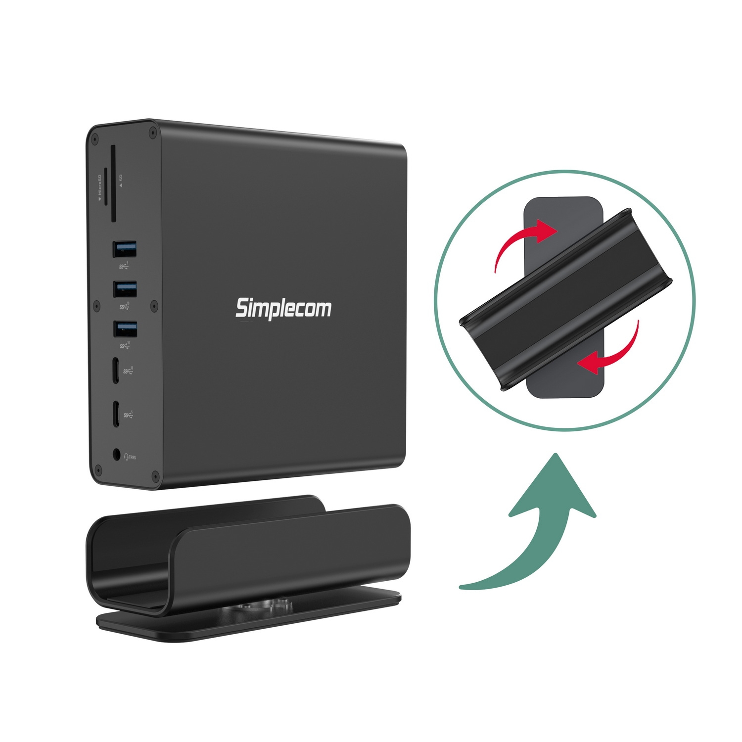 Simplecom CHT815 15-in-1 USB-C 4K Triple Display MST Docking Station with Dual view 3
