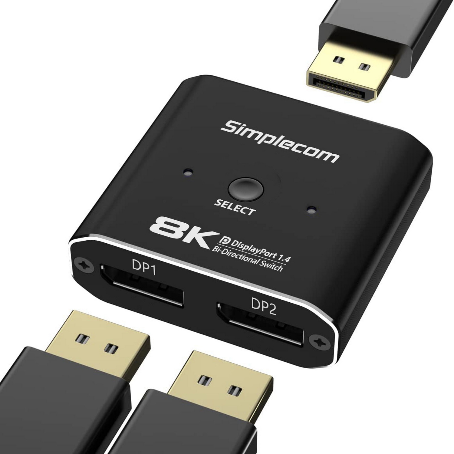 Simplecom CM202 Bi-Directional 2 Way DisplayPort Switch Selector DP 1.4 8K view 3