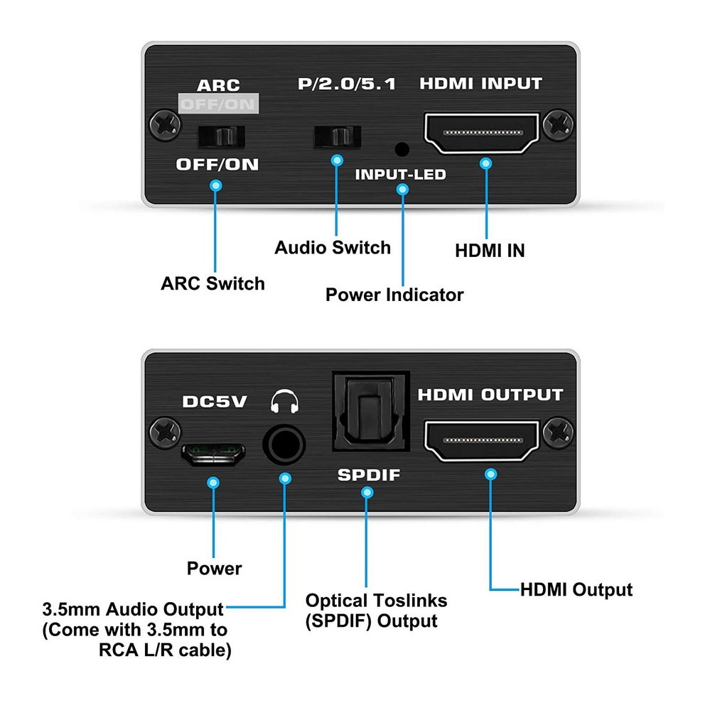 Simplecom CM425 HDMI 2.0 Audio Extractor Optical SPDIF and 3.5mm Stereo with view 2