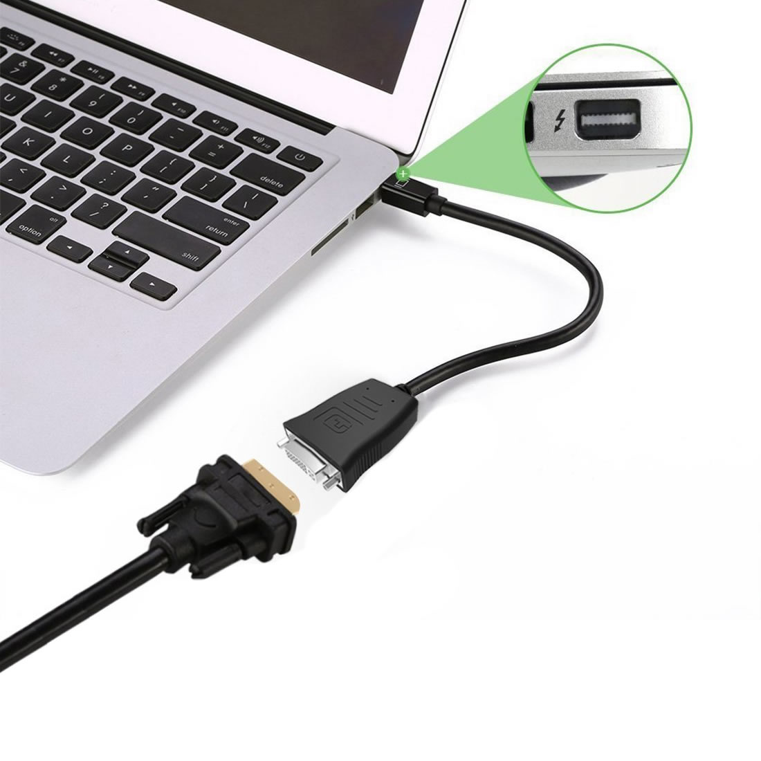 Simplecom DA102 Active MiniDP to DVI Adapter 4K UHD (Thunderbolt and Eyefinity view 3