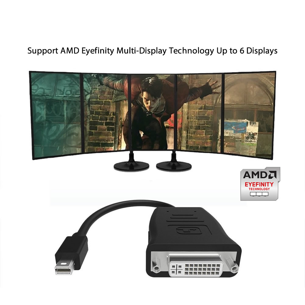 Simplecom DA102 Active MiniDP to DVI Adapter 4K UHD (Thunderbolt and Eyefinity view 4